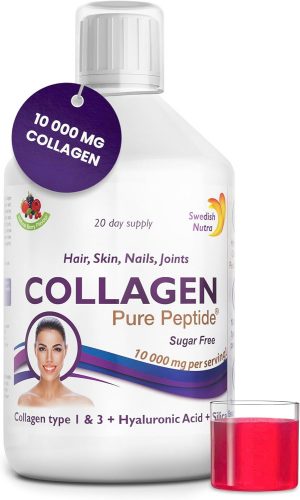 Swedish Nutra Collagen Pure Peptide 10 000 -  Cukormentes folyékony kollagén szarvasmarhából 10.000 mg, 500 ml