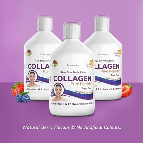 Swedish Nutra Collagen Pure Peptide 10 000 - Folyékony kollagén szarvasmarhából 10.000 mg - 3 db-os csomag, 3x500 ml, cukormentes